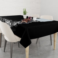 Hawaii Tropical Flowers and Leaves Tablecloth Tapa Pattern Grayscale Mode