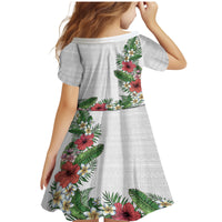 Hawaii Tropical Flowers and Leaves Family Matching Mermaid Dress and Hawaiian Shirt Tapa Pattern White Mode LT03 - Polynesian Pride