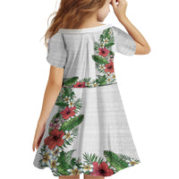 Hawaii Tropical Flowers and Leaves Family Matching Puletasi and Hawaiian Shirt Tapa Pattern White Mode LT03 - Polynesian Pride