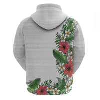 Hawaii Tropical Flowers and Leaves Hoodie Tapa Pattern White Mode LT03 - Polynesian Pride