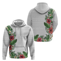 Hawaii Tropical Flowers and Leaves Hoodie Tapa Pattern White Mode LT03 - Polynesian Pride