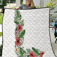 Hawaii Tropical Flowers and Leaves Quilt Tapa Pattern White Mode