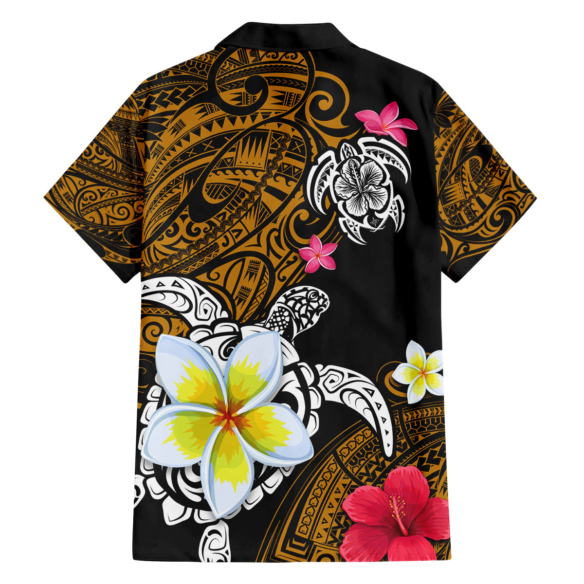 Hawaii Turtle and Tropical Flower Family Matching Long Sleeve Bodycon Dress and Hawaiian Shirt Polynesian Pattern