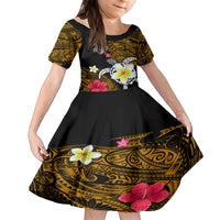 Hawaii Turtle and Tropical Flower Family Matching Puletasi and Hawaiian Shirt Polynesian Pattern