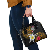 Hawaii Turtle and Tropical Flower Shoulder Handbag Polynesian Pattern