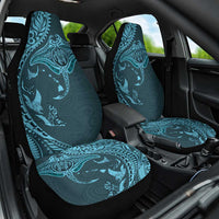 Hawaiian Manta Ray and Polynesian Tribal Tattoo Car Seat Cover Turquoise Color LT03 One Size Turquoise - Polynesian Pride