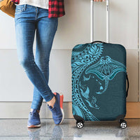 Hawaiian Manta Ray and Polynesian Tribal Tattoo Luggage Cover Turquoise Color LT03 - Polynesian Pride