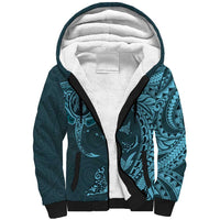 Hawaiian Manta Ray and Polynesian Tribal Tattoo Sherpa Hoodie Turquoise Color LT03 Unisex Turquoise - Polynesian Pride