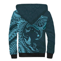 Hawaiian Manta Ray and Polynesian Tribal Tattoo Sherpa Hoodie Turquoise Color LT03 - Polynesian Pride
