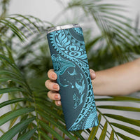 Hawaiian Manta Ray and Polynesian Tribal Tattoo Skinny Tumbler Turquoise Color LT03 - Polynesian Pride