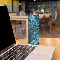 Hawaiian Manta Ray and Polynesian Tribal Tattoo Skinny Tumbler Turquoise Color LT03 - Polynesian Pride