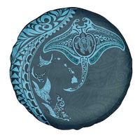 Hawaiian Manta Ray and Polynesian Tribal Tattoo Spare Tire Cover Turquoise Color LT03 - Polynesian Pride