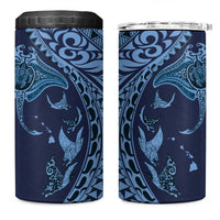 Hawaiian Manta Ray and Polynesian Tribal Tattoo 4 in 1 Can Cooler Tumbler Dark Navy Color LT03 One Size: 16 oz Dark Navy - Polynesian Pride