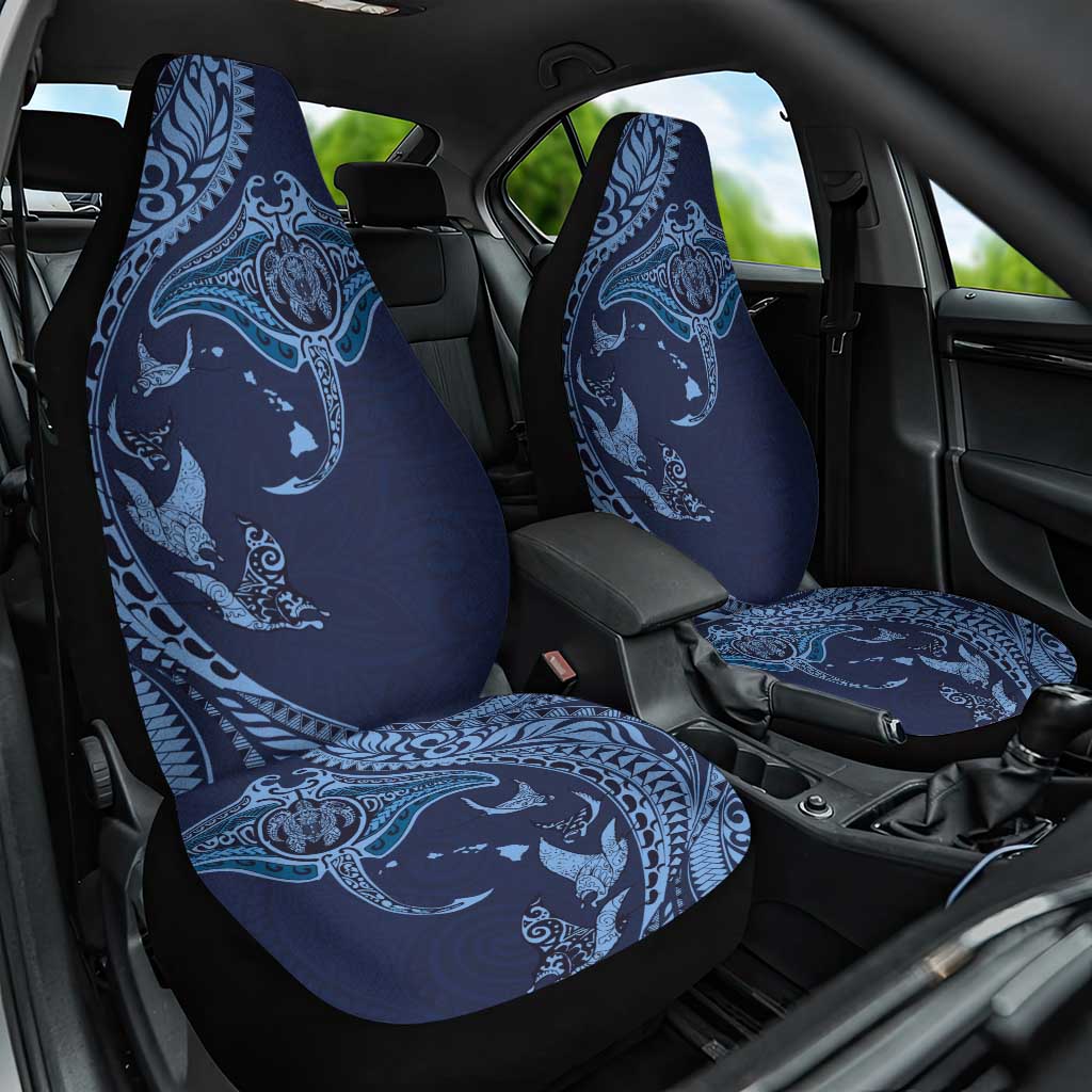 Hawaiian Manta Ray and Polynesian Tribal Tattoo Car Seat Cover Dark Navy Color LT03 One Size Dark Navy - Polynesian Pride