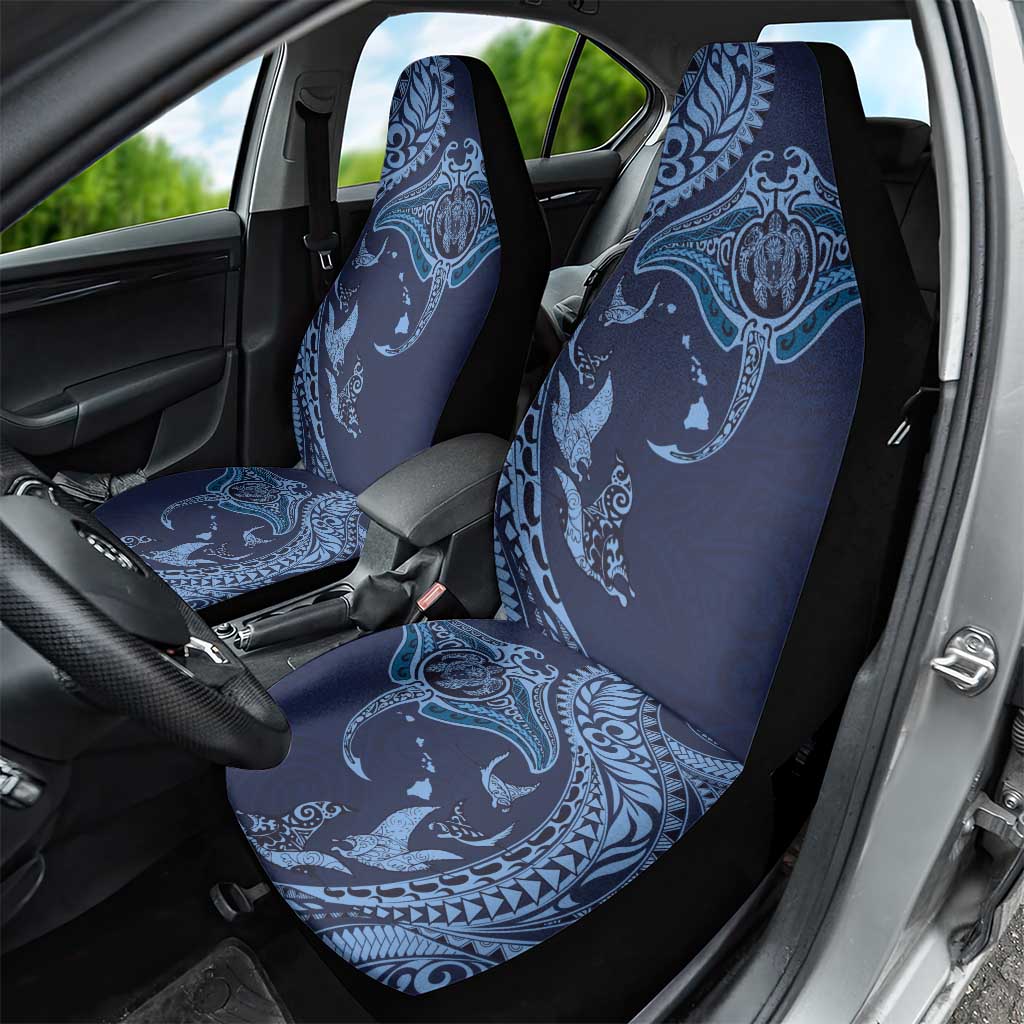 Hawaiian Manta Ray and Polynesian Tribal Tattoo Car Seat Cover Dark Navy Color LT03 - Polynesian Pride