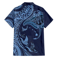 Hawaiian Manta Ray and Polynesian Tribal Tattoo Hawaiian Shirt - Dark Navy Color LT03 - Polynesian Pride