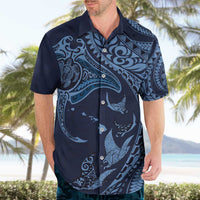 Hawaiian Manta Ray and Polynesian Tribal Tattoo Hawaiian Shirt - Dark Navy Color LT03 - Polynesian Pride