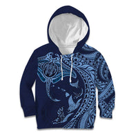 Hawaiian Manta Ray and Polynesian Tribal Tattoo Kid Hoodie Dark Navy Color LT03 Hoodie Dark Navy - Polynesian Pride