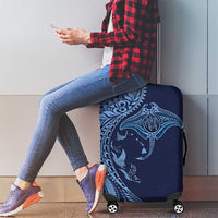 Hawaiian Manta Ray and Polynesian Tribal Tattoo Luggage Cover Dark Navy Color LT03 - Polynesian Pride