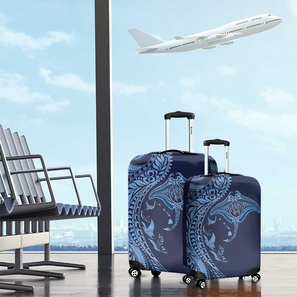 Hawaiian Manta Ray and Polynesian Tribal Tattoo Luggage Cover Dark Navy Color LT03 - Polynesian Pride