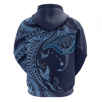 Hawaiian Manta Ray and Polynesian Tribal Tattoo Zip Hoodie Dark Navy Color LT03 - Polynesian Pride