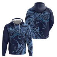 Hawaiian Manta Ray and Polynesian Tribal Tattoo Zip Hoodie Dark Navy Color LT03 - Polynesian Pride
