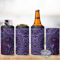 Hawaiian Manta Ray and Polynesian Tribal Tattoo 4 in 1 Can Cooler Tumbler Purple Color LT03 - Polynesian Pride