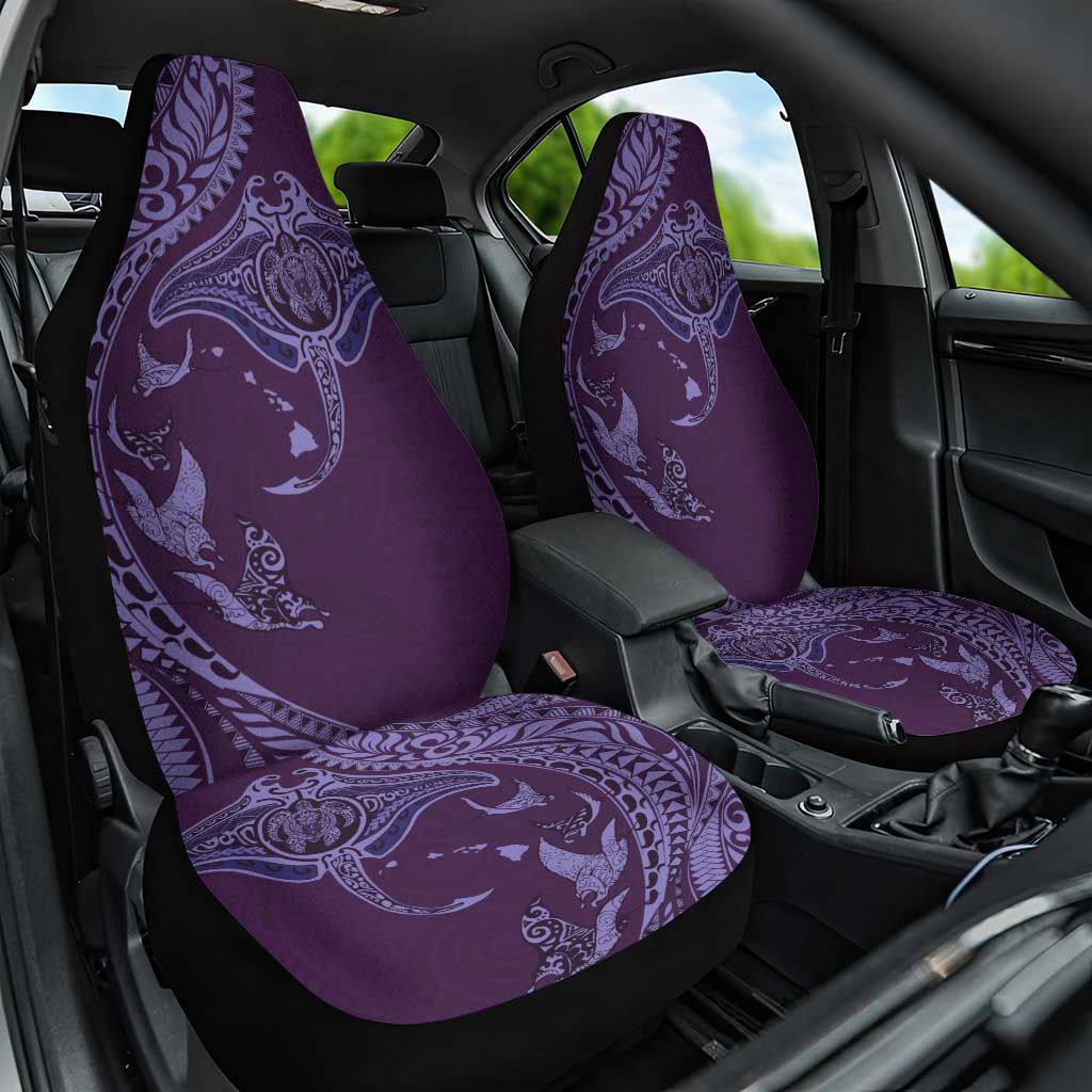 Hawaiian Manta Ray and Polynesian Tribal Tattoo Car Seat Cover Purple Color LT03 One Size Purple - Polynesian Pride