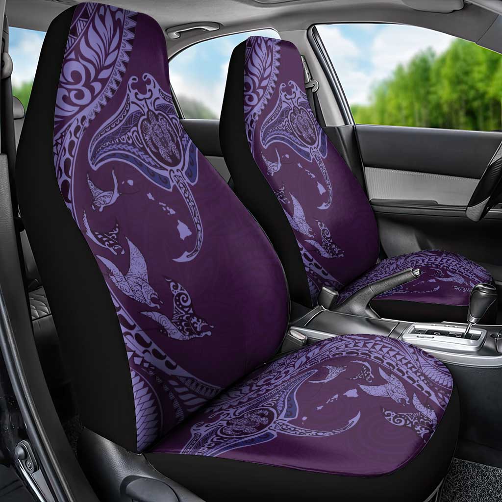 Hawaiian Manta Ray and Polynesian Tribal Tattoo Car Seat Cover Purple Color LT03 - Polynesian Pride