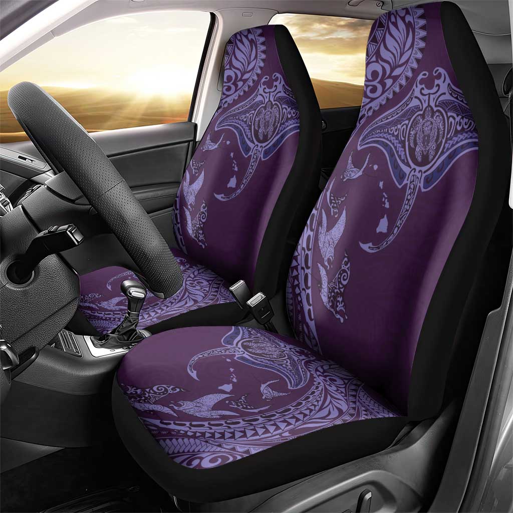 Hawaiian Manta Ray and Polynesian Tribal Tattoo Car Seat Cover Purple Color LT03 - Polynesian Pride