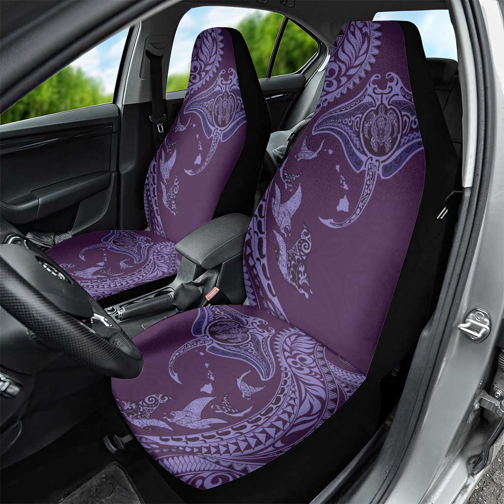 Hawaiian Manta Ray and Polynesian Tribal Tattoo Car Seat Cover Purple Color LT03 - Polynesian Pride