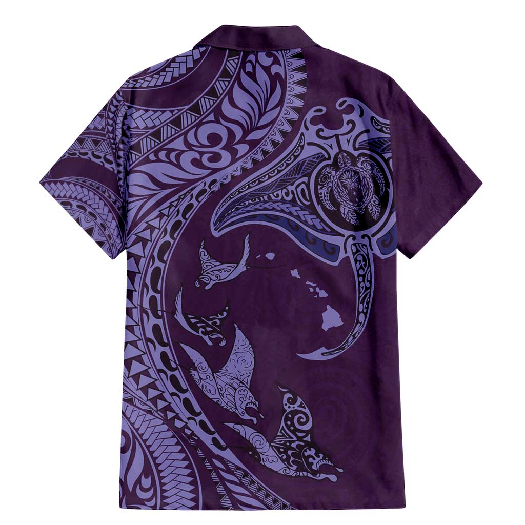 Hawaiian Manta Ray and Polynesian Tribal Tattoo Family Matching Mermaid Dress and Hawaiian Shirt Purple Color LT03 - Polynesian Pride