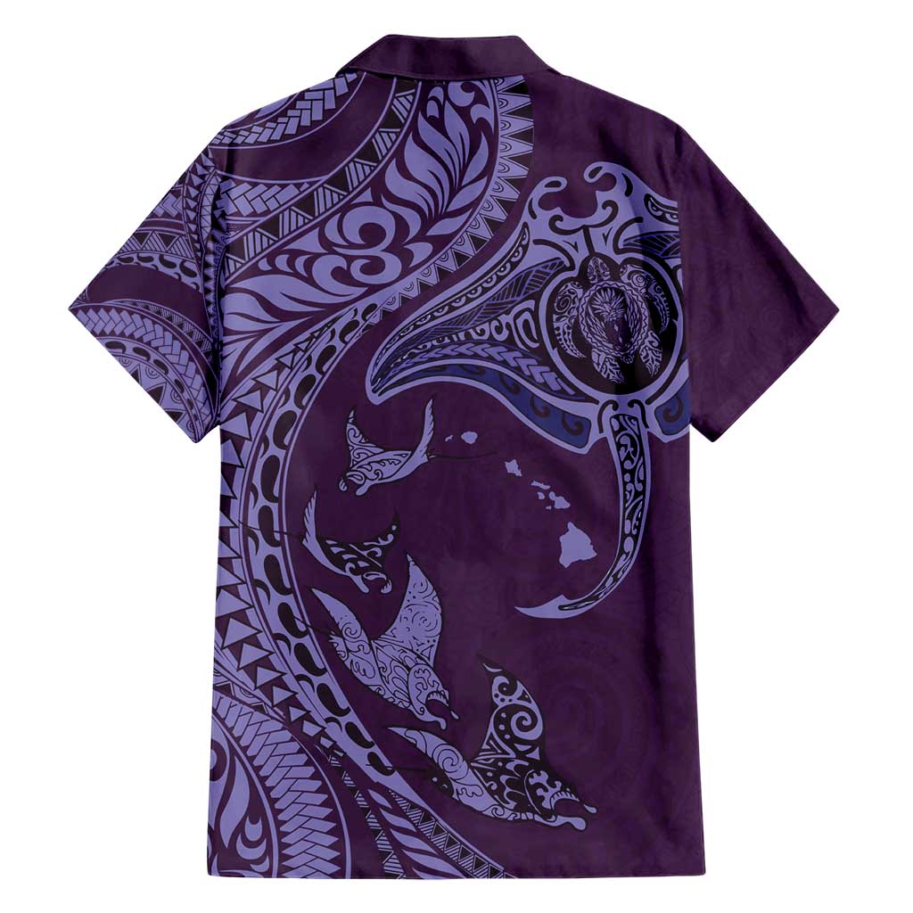 Hawaiian Manta Ray and Polynesian Tribal Tattoo Hawaiian Shirt Purple Color LT03 - Polynesian Pride
