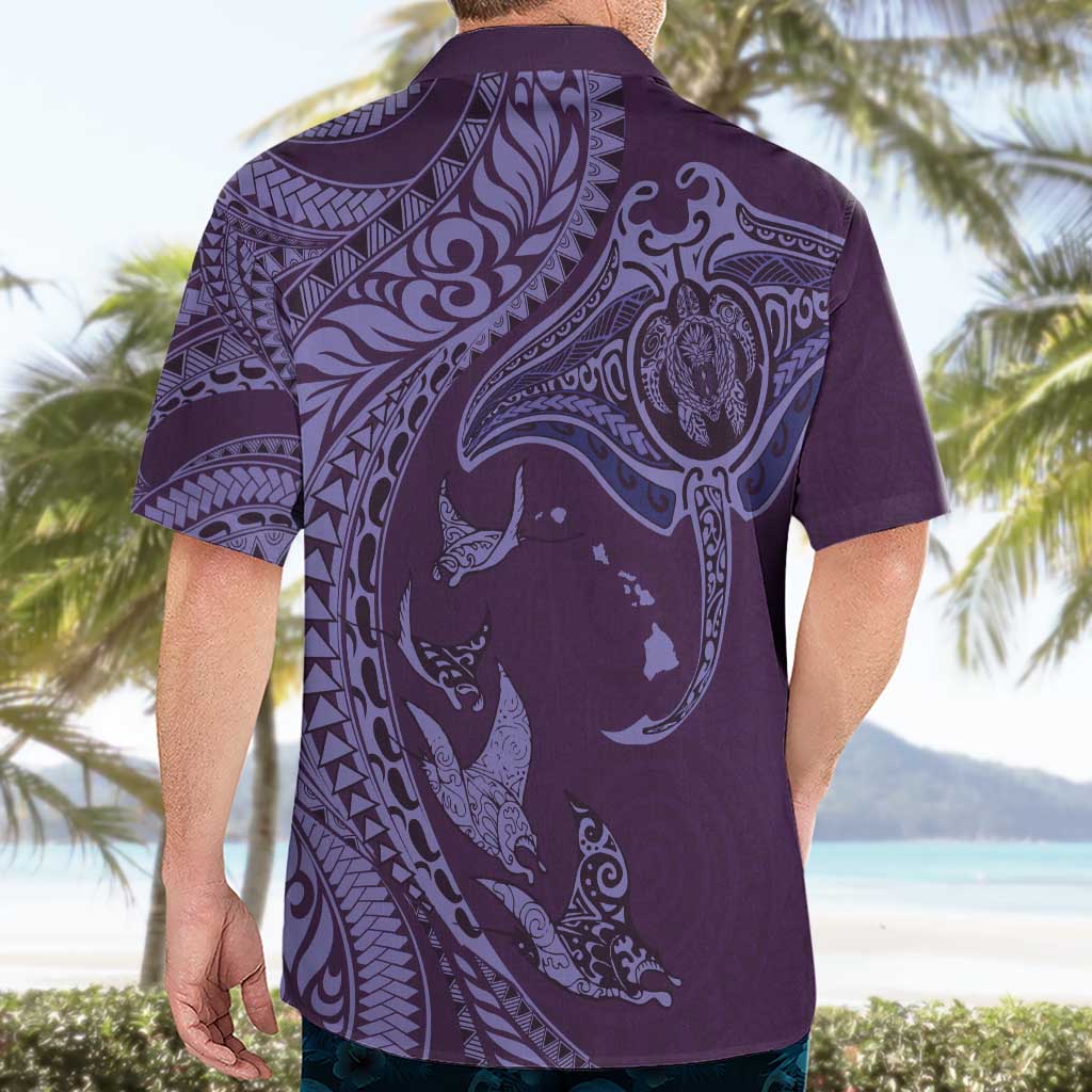 Hawaiian Manta Ray and Polynesian Tribal Tattoo Hawaiian Shirt Purple Color LT03 - Polynesian Pride