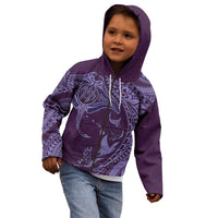 Hawaiian Manta Ray and Polynesian Tribal Tattoo Kid Hoodie Purple Color LT03 - Polynesian Pride