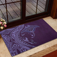 Hawaiian Manta Ray and Polynesian Tribal Tattoo Rubber Doormat Purple Color LT03