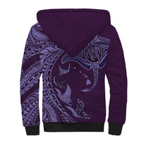 Hawaiian Manta Ray and Polynesian Tribal Tattoo Sherpa Hoodie Purple Color LT03 - Polynesian Pride