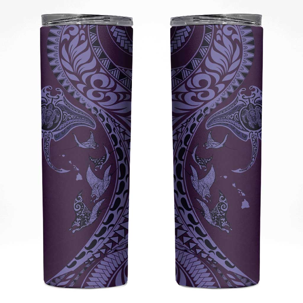 Hawaiian Manta Ray and Polynesian Tribal Tattoo Skinny Tumbler Purple Color LT03 Purple - Polynesian Pride
