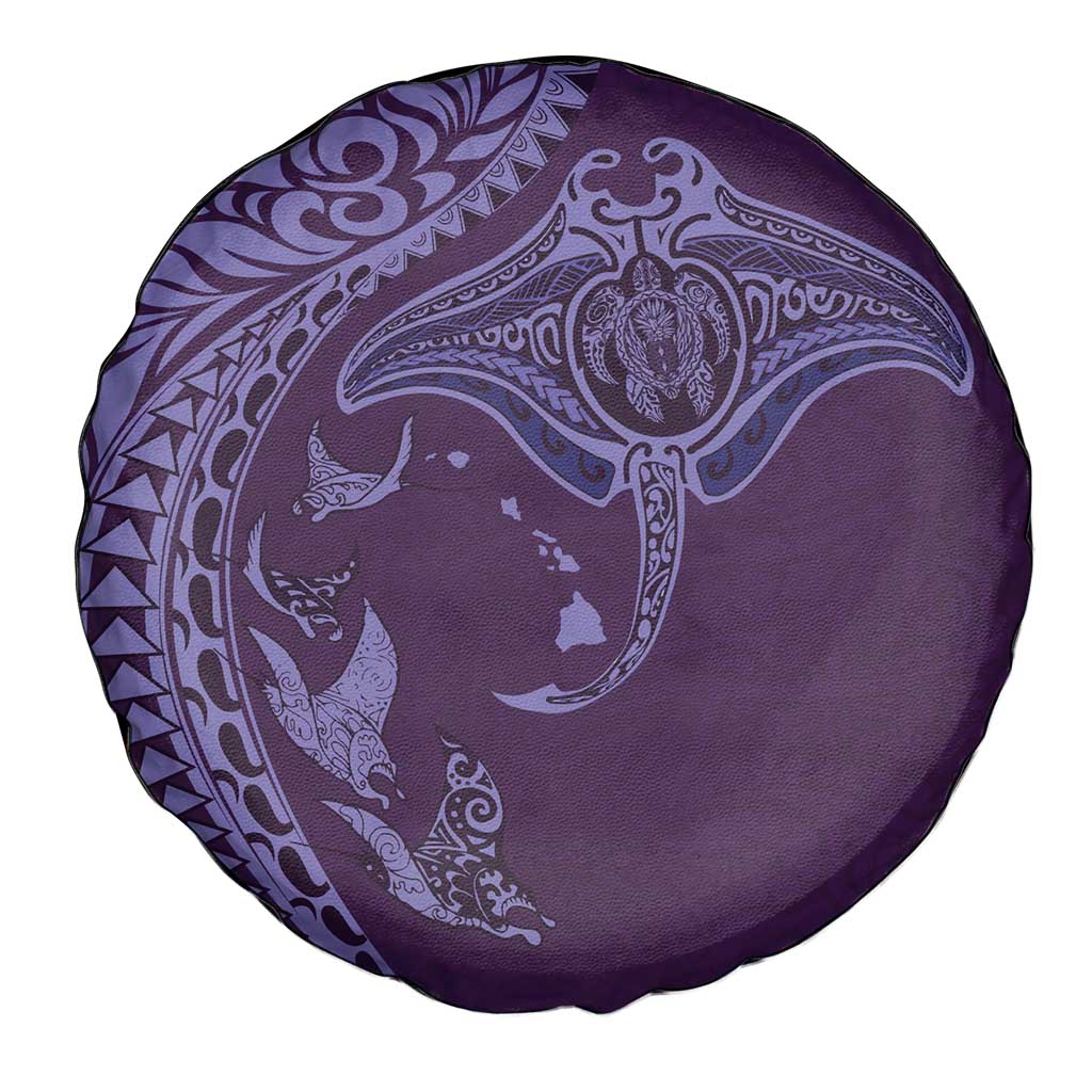 Hawaiian Manta Ray and Polynesian Tribal Tattoo Spare Tire Cover Purple Color LT03 - Polynesian Pride