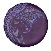 Hawaiian Manta Ray and Polynesian Tribal Tattoo Spare Tire Cover Purple Color LT03 - Polynesian Pride
