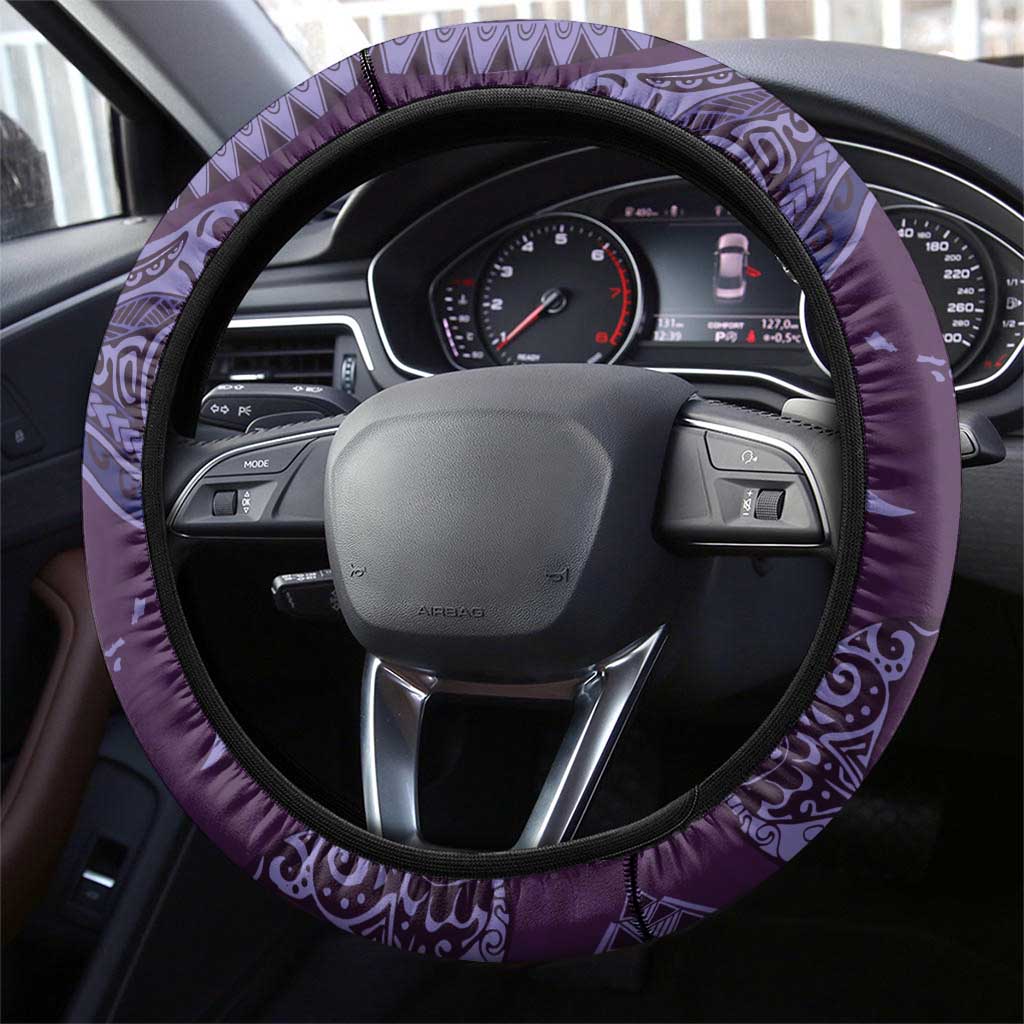 Hawaiian Manta Ray and Polynesian Tribal Tattoo Steering Wheel Cover Purple Color LT03 - Polynesian Pride