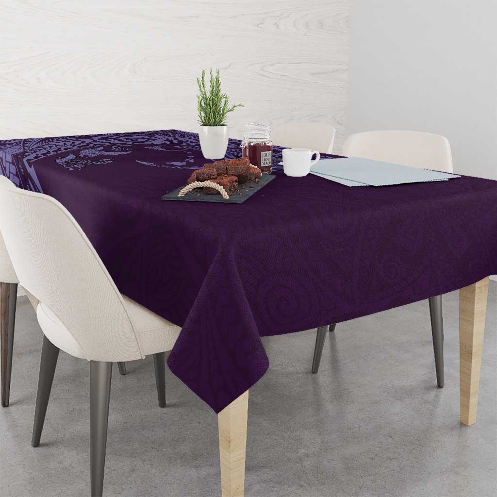 Hawaiian Manta Ray and Polynesian Tribal Tattoo Tablecloth Purple Color LT03