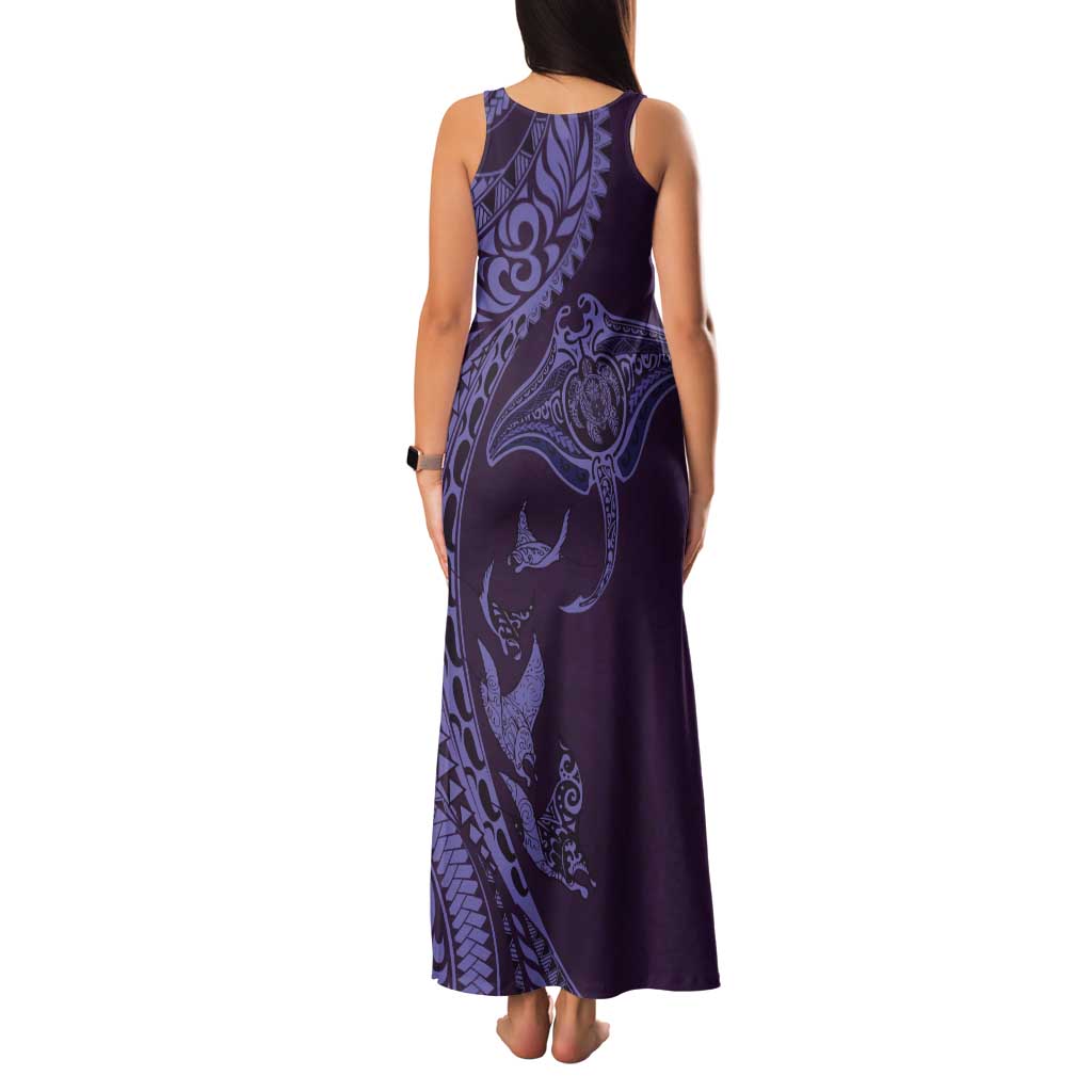 Hawaiian Manta Ray and Polynesian Tribal Tattoo Tank Maxi Dress Purple Color LT03 - Polynesian Pride