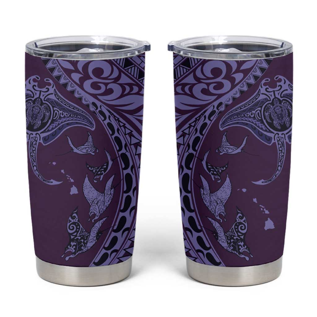 Hawaiian Manta Ray and Polynesian Tribal Tattoo Tumbler Cup Purple Color LT03 Purple - Polynesian Pride