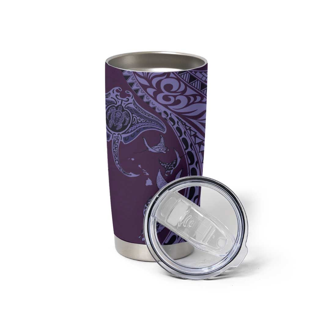 Hawaiian Manta Ray and Polynesian Tribal Tattoo Tumbler Cup Purple Color LT03 - Polynesian Pride