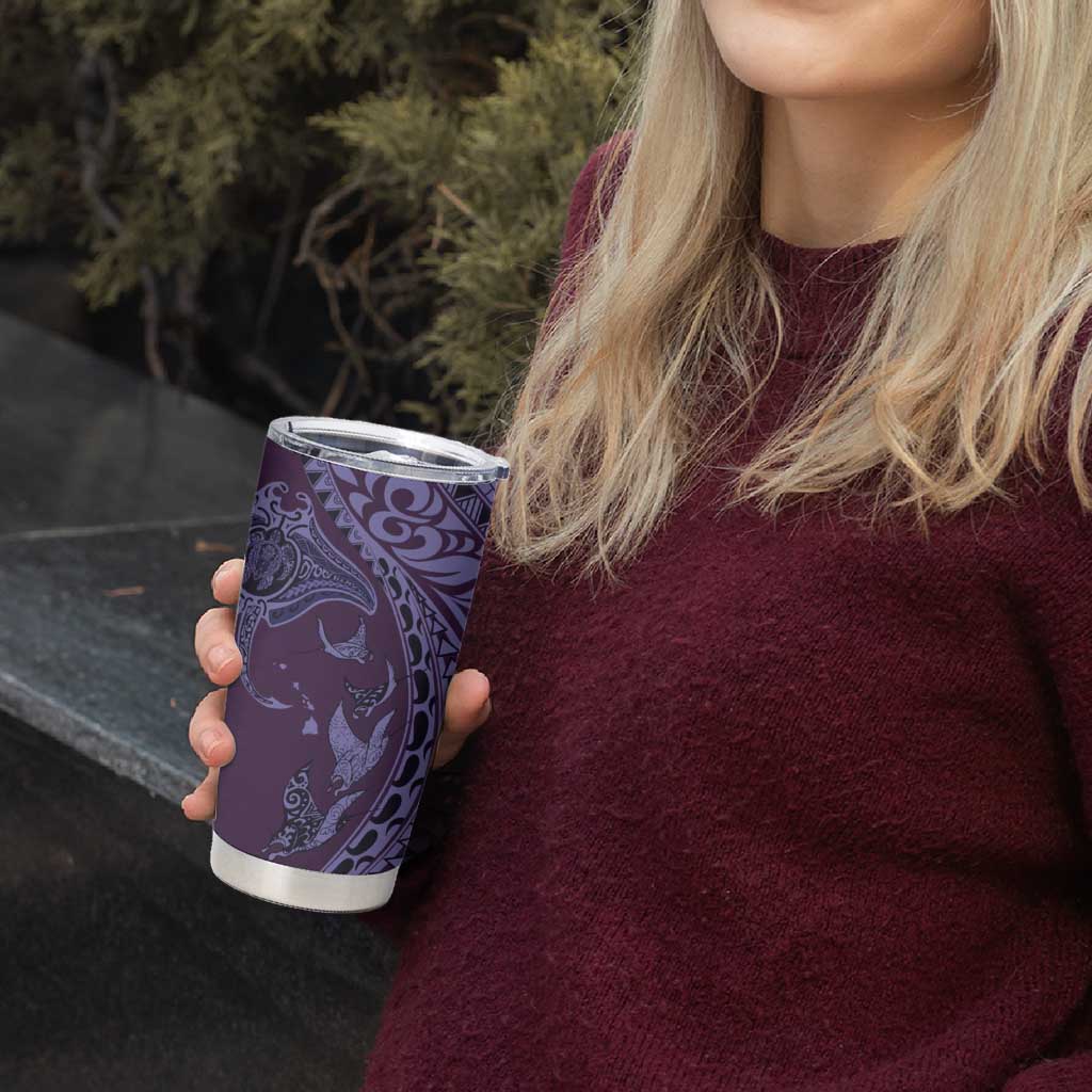 Hawaiian Manta Ray and Polynesian Tribal Tattoo Tumbler Cup Purple Color LT03 - Polynesian Pride