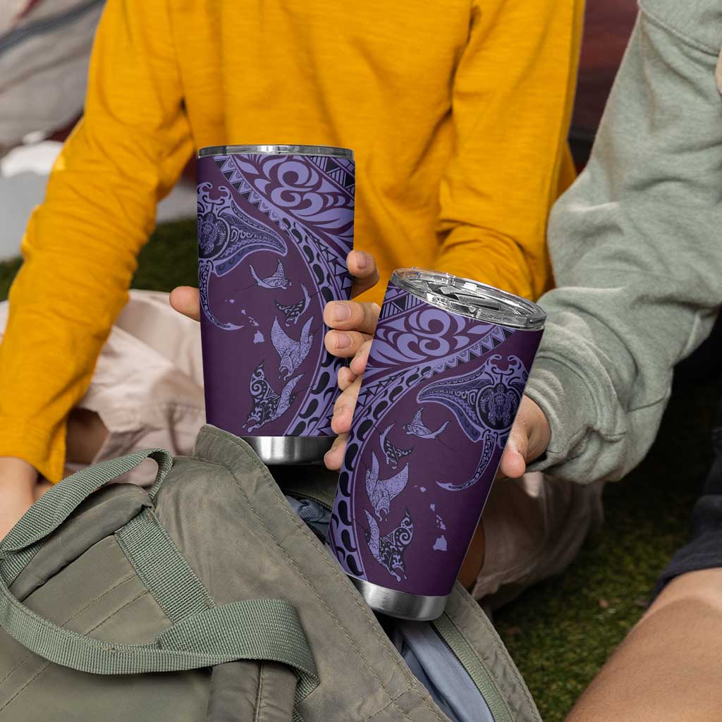 Hawaiian Manta Ray and Polynesian Tribal Tattoo Tumbler Cup Purple Color LT03 - Polynesian Pride