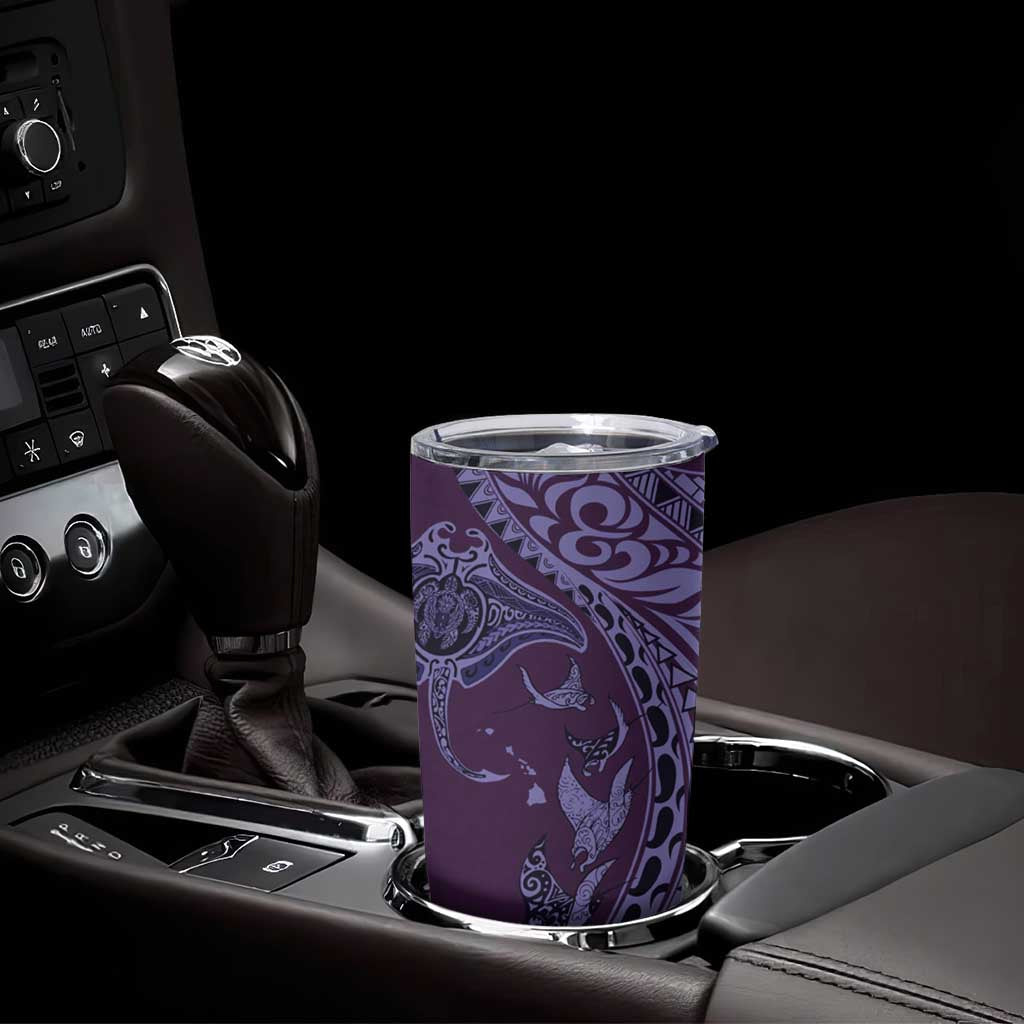 Hawaiian Manta Ray and Polynesian Tribal Tattoo Tumbler Cup Purple Color LT03 - Polynesian Pride