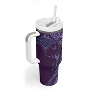 Hawaiian Manta Ray and Polynesian Tribal Tattoo Tumbler With Handle Purple Color LT03 - Polynesian Pride