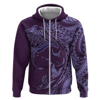 Hawaiian Manta Ray and Polynesian Tribal Tattoo Zip Hoodie Purple Color LT03 Zip Hoodie Purple - Polynesian Pride